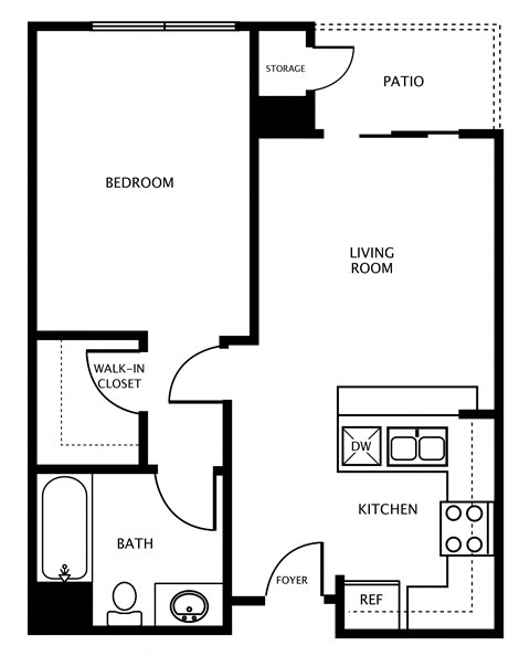 One Bedroom Floor Plan at Hayward Village Senior Apartments in Hayward CA